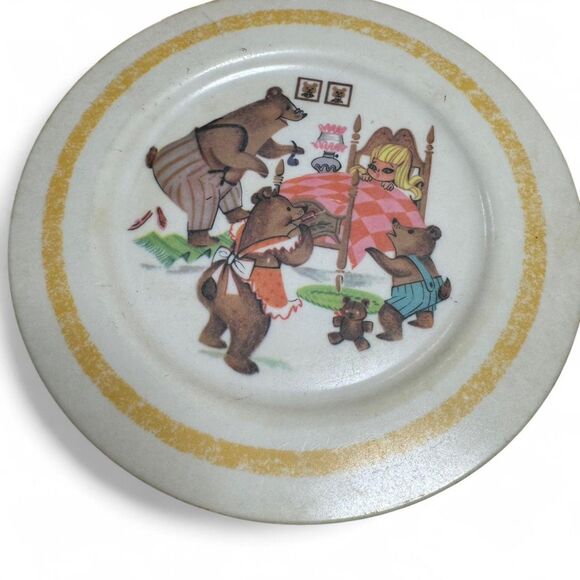 VTG Oneida Goldilocks Three Bears Children's Plate 7.5" - Picture 2 of 6